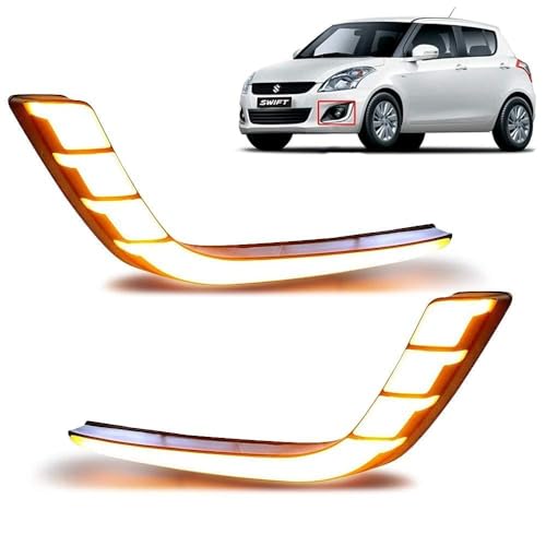 TRENDWALA Imported Front Bumper LED Light With Yellow Turn Signal Light Daytime Running Light Fog Light Drl With Indicator For Swift 2015 To 2017 And Above (Set Of 2) - Image 1