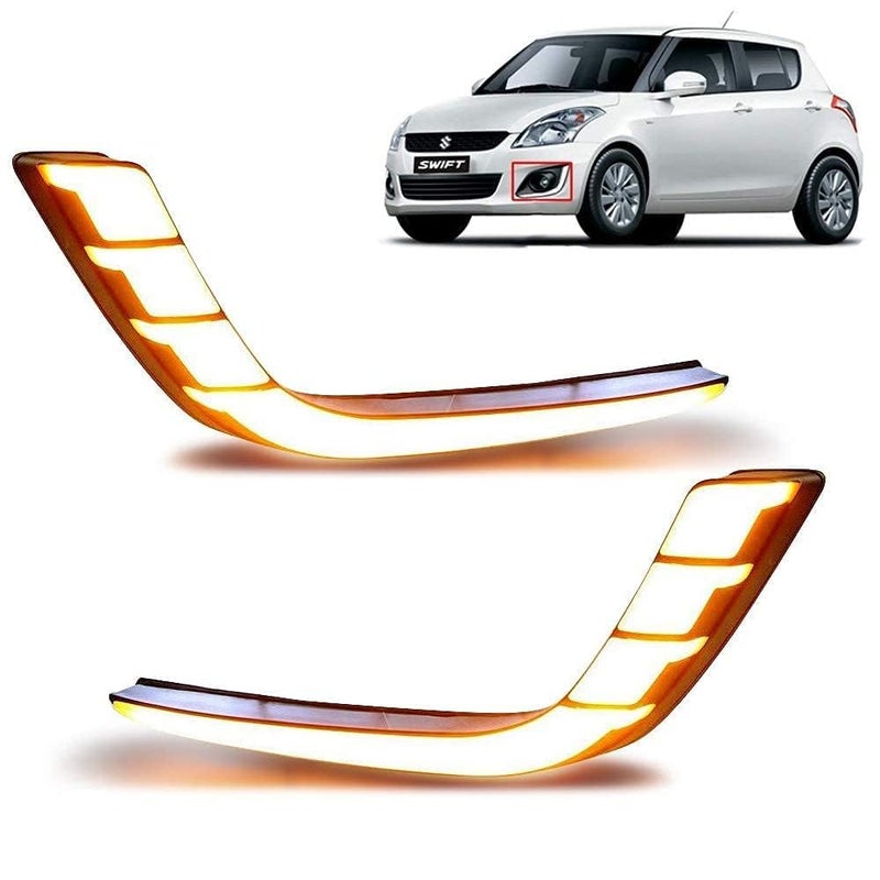 TRENDWALA Imported Front Bumper LED Light With Yellow Turn Signal Light Daytime Running Light Fog Light Drl With Indicator For Swift 2015 To 2017 And Above (Set Of 2) - Image 5
