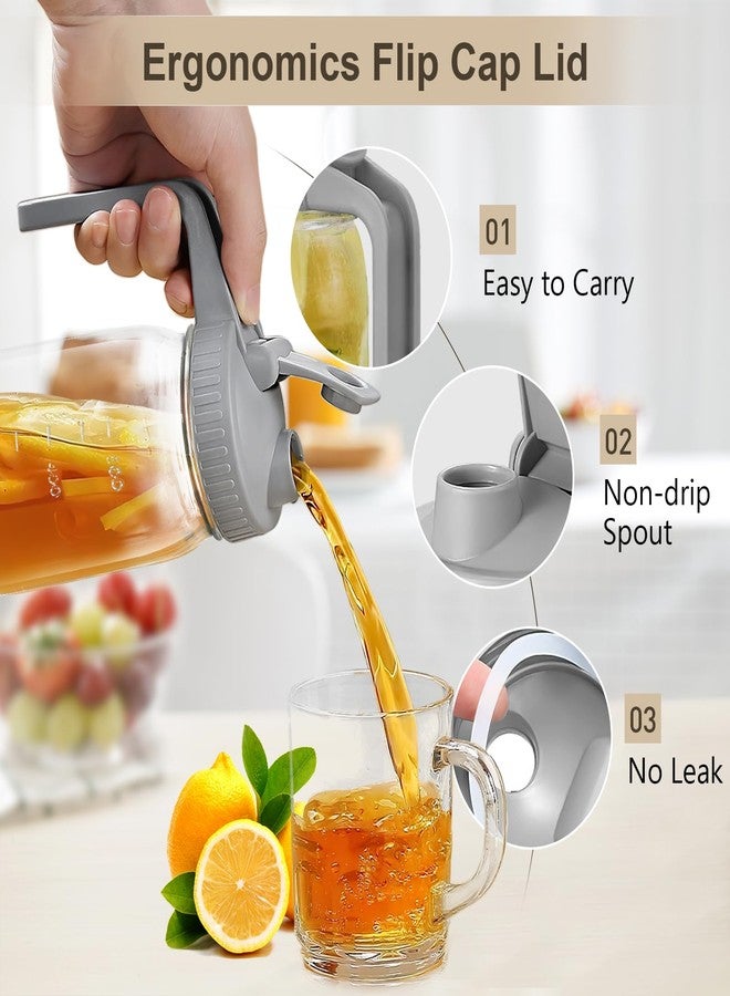 AoeJarry Creamer Pitcher Jar with Lid - 2Pack No Leak 32oz Airtight Mason Jar with Pour Spout Lid, Classic Wide Mouth Jar Easy to Clean, Ideal for Coffee, Breastmilk, Iced & Sun Tea, Juices - Image 2