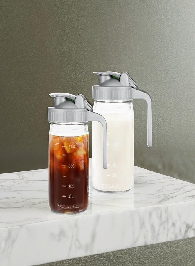 AoeJarry Creamer Pitcher Jar with Lid - 2Pack No Leak 32oz Airtight Mason Jar with Pour Spout Lid, Classic Wide Mouth Jar Easy to Clean, Ideal for Coffee, Breastmilk, Iced & Sun Tea, Juices - Image 5