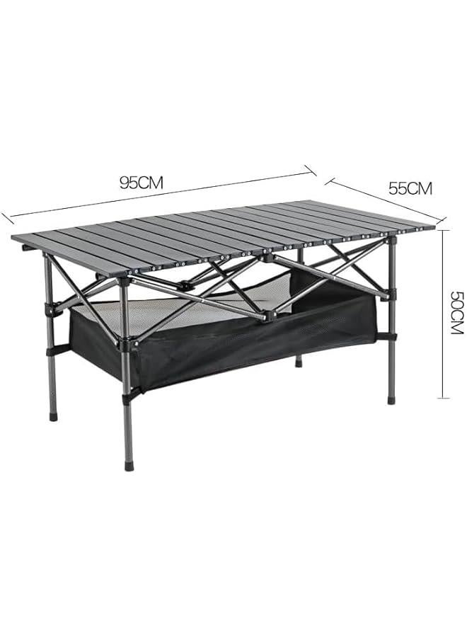 هوكور HOOKOR Folding Camping Table, Portable Camping Picnic Table with Carrying Bag, Lightweight Aluminum Folding Beach Table for Outdoor, Picnic, Cooking, Beach, Hiking, Fishing (Black) - Image 3