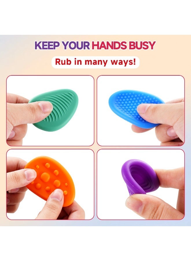SENSORY Fidget Toys Sensory Stones 6PCS Silicone Stress Relief Toy Worry Stone Textured Anxiety Stone (Purple，orange color，yellow，Green, Red, Blue) - Image 5