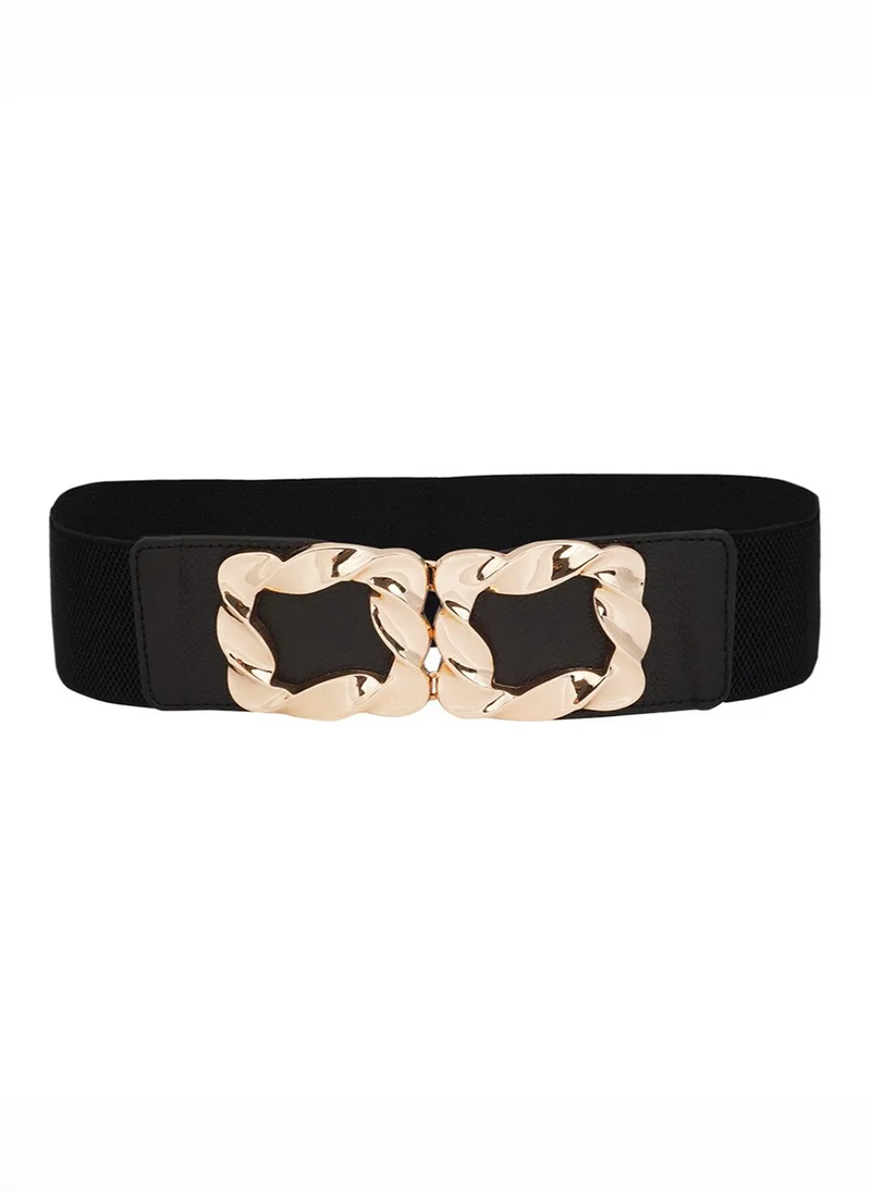 ELLA Statement Double Buckle Elastic Waist Belt