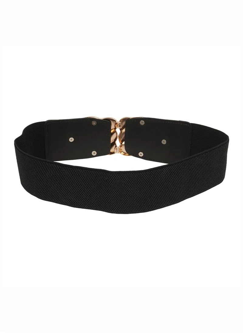 ELLA Statement Double Buckle Elastic Waist Belt