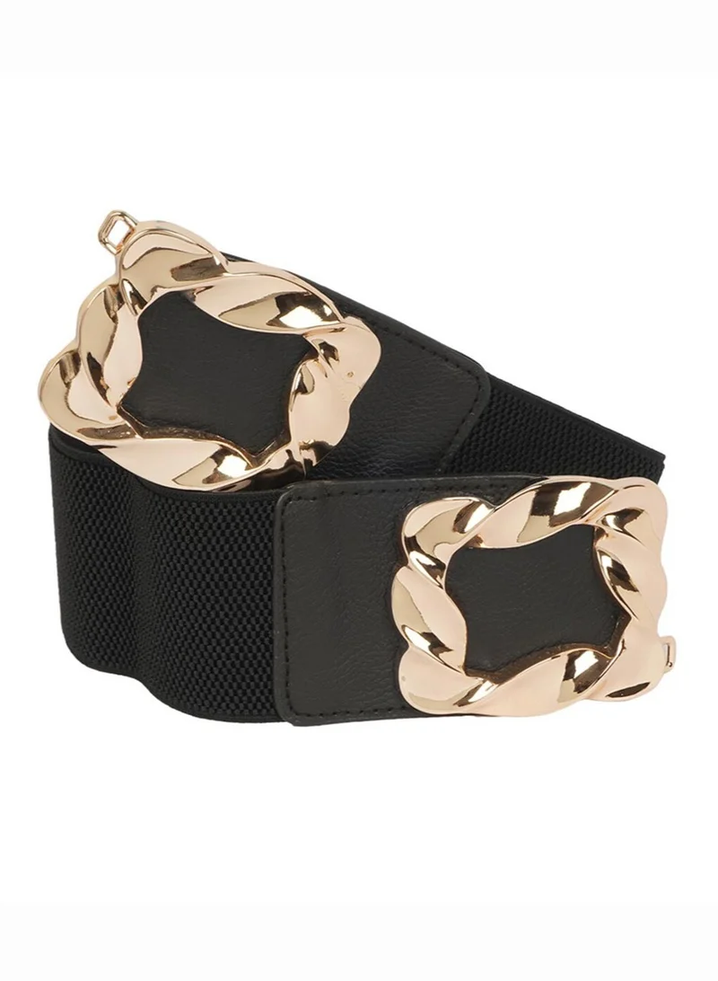 ELLA Statement Double Buckle Elastic Waist Belt