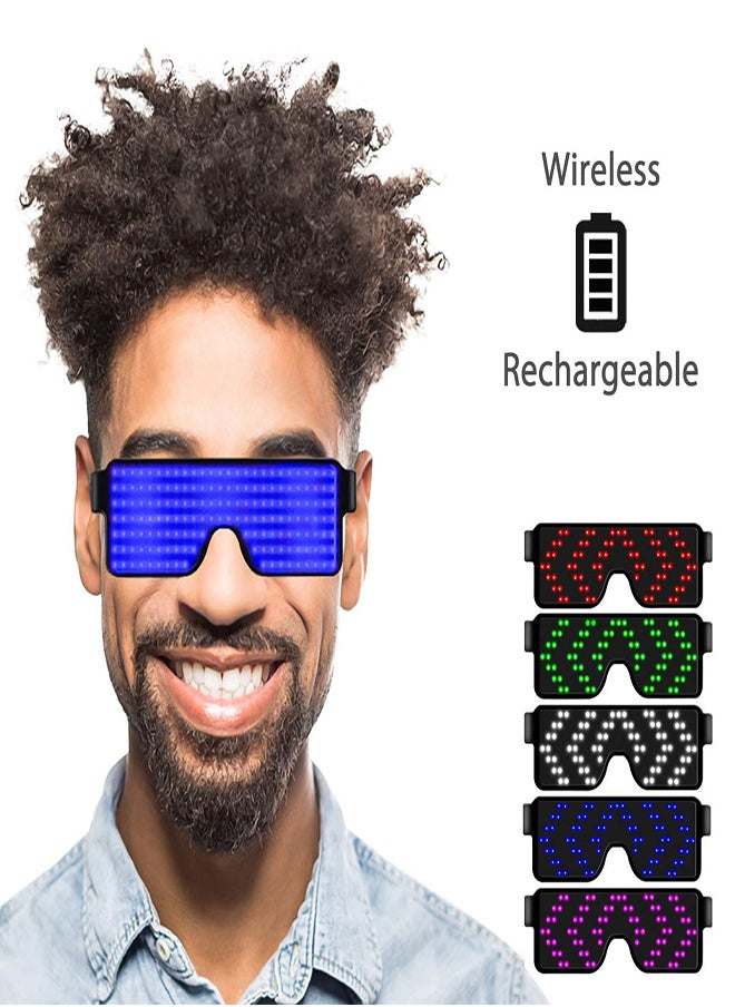 Generic - Wireless LED Light Up Glasses, USB Rechargeable Neon Party Glasses with 11 Flashing Patterns, Perfect for Nightclubs, Concerts, and Events (Blue) - Image 1