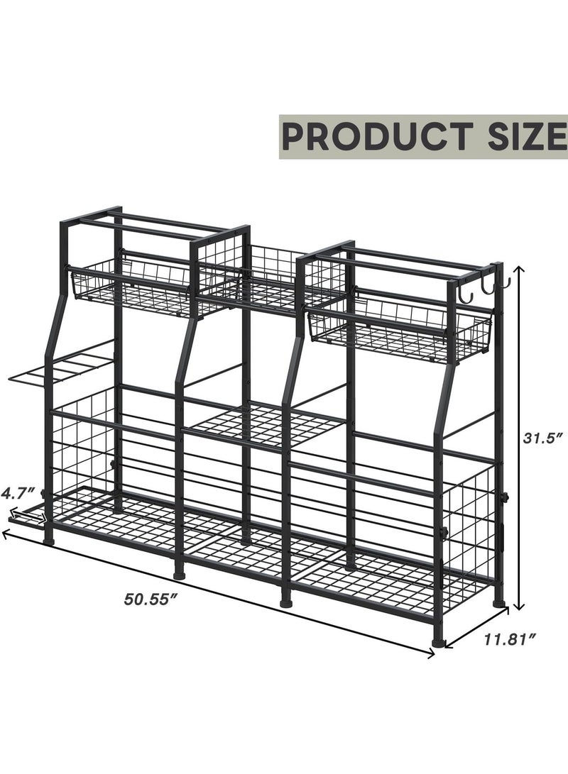 Forthcan Sports Equipment Garage Organizer - Ball Storage Rack with Elastic Rope or Wire Mesh,Garage Organizer System with Wheels,Indoor/Outdoor Sports Rack for Sports Gear and Toys Storage,Black - Image 3