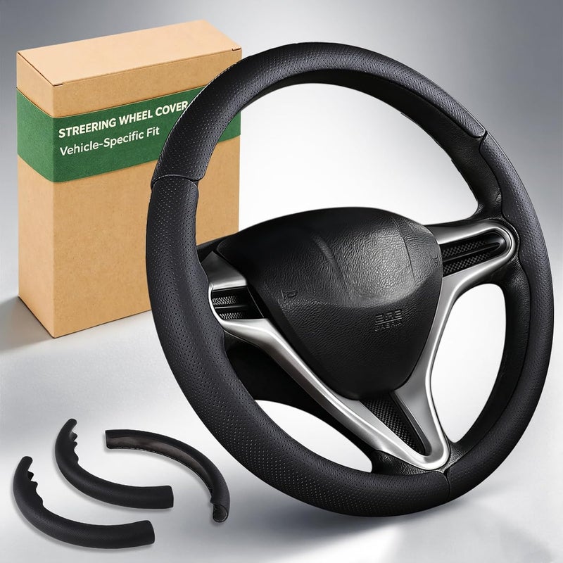 Aimato Customized Steering Wheel Cover for Honda Civic 2006-2011, Thin,Anti-Slip,Scratch-Resistant Exclusive Car Accessory for Honda, Nappa Black - Image 1
