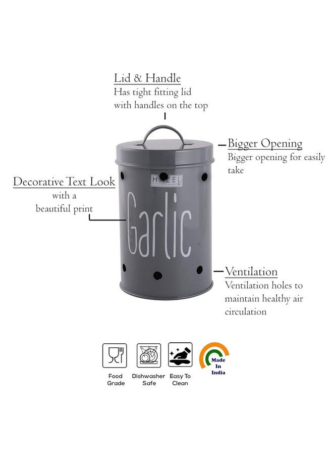 Hazel حاوية تخزين بصل البطاطس هازيل للمطبخ (رمادي، ثوم) - Image 4