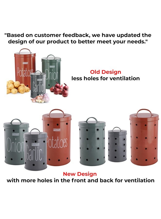 Hazel حاوية تخزين بصل البطاطس هازيل للمطبخ (رمادي، ثوم) - Image 3