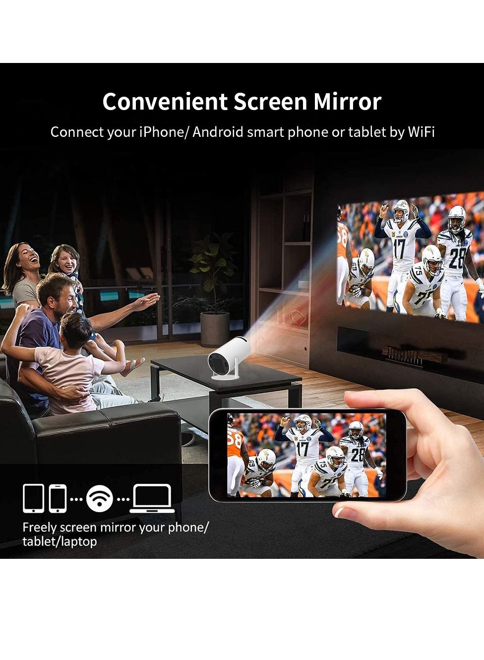 Portable Projector Pocket 5G WIFI Android11.0 Support 130 Inches Home Theater Full HD for Indoor Outdoor Home Birthday Gift Compatible with TV Stick/HDMI/USB/PS5/iOS/PS4 image 7
