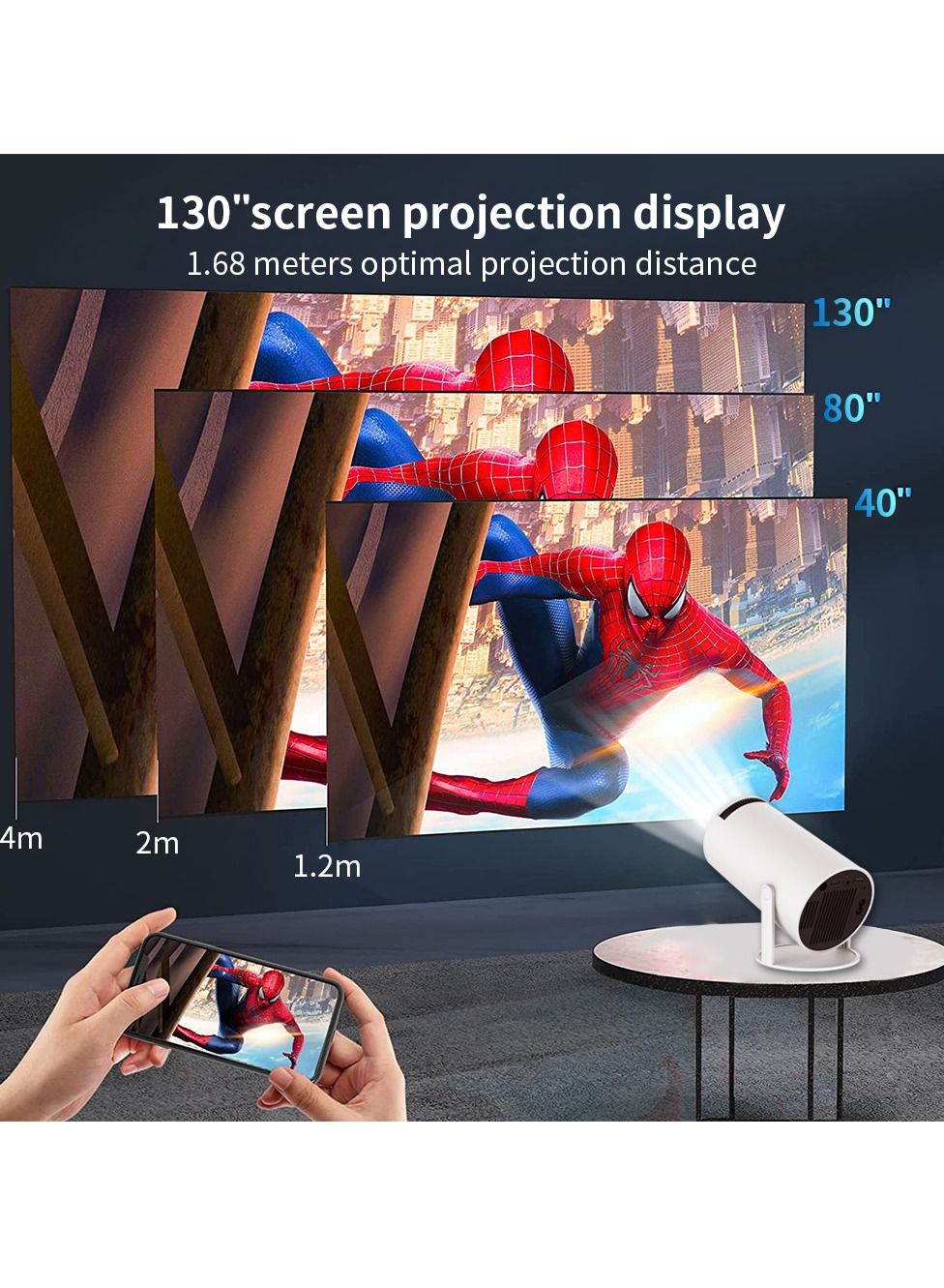 Portable Projector Pocket 5G WIFI Android11.0 Support 130 Inches Home Theater Full HD for Indoor Outdoor Home Birthday Gift Compatible with TV Stick/HDMI/USB/PS5/iOS/PS4 image 8