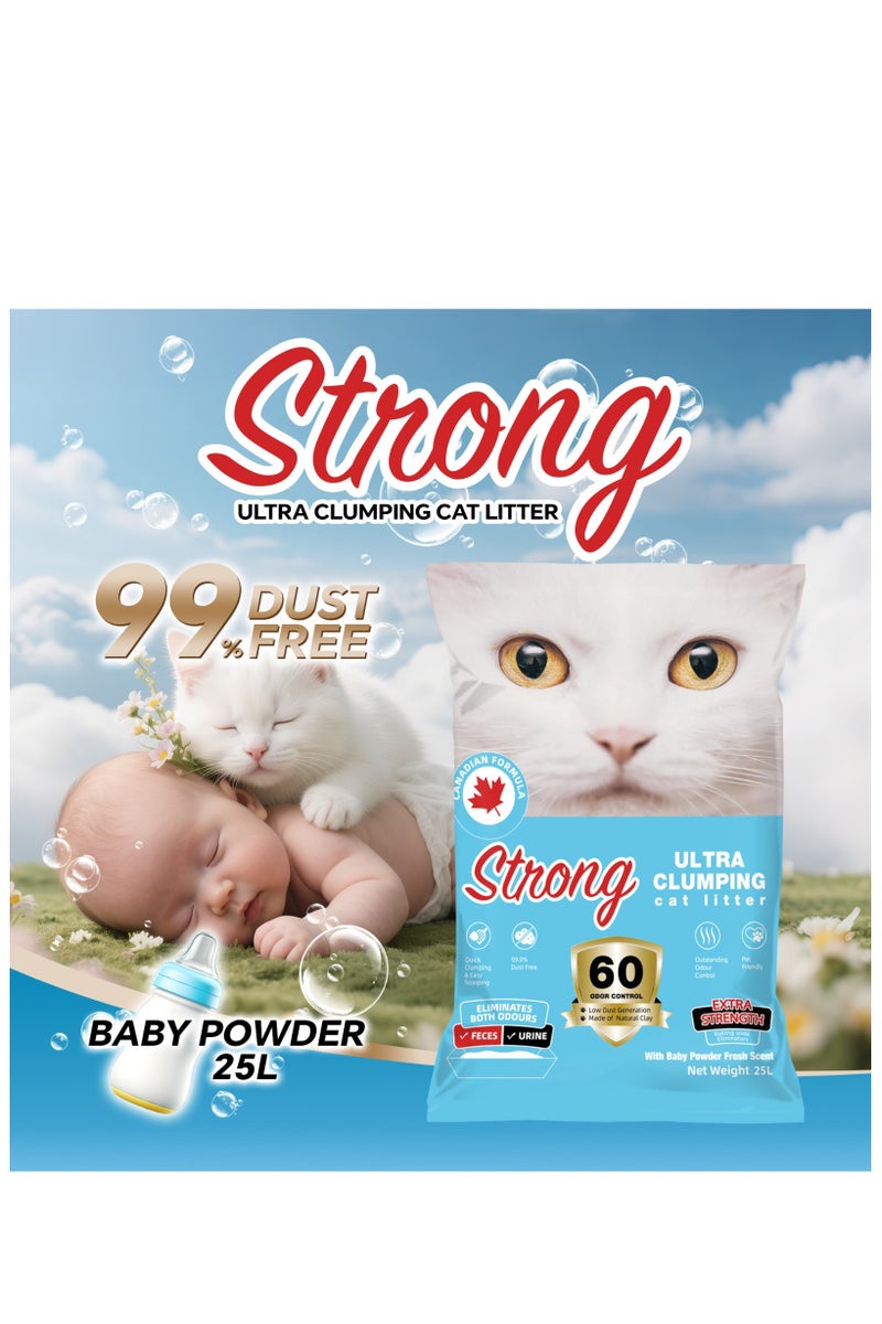STRONG ULTRA CLUMPING CAT LITTER BABY POWDER 25 L - Image 2