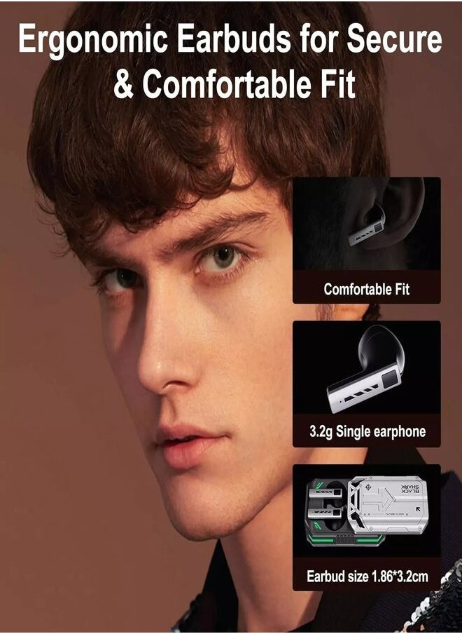 BLACK SHARK - True Wireless Bluetooth Earbuds T11 With Low Latency Mode, Slide Cover with "SHING" Sound, RGB Lightning, 30 Hours Battery Life and ENC Call Noise Reduction - Grey - Image 1