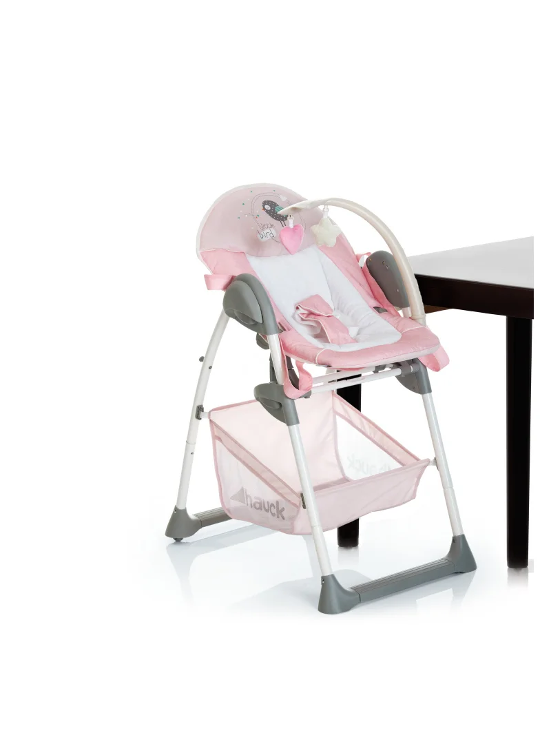 هوك Grow - Along Highchair Sit N Relax , New - Born Attachment From Birth To 9 Kg , Toddler Seat Up To 15 Kg , Height - Adjustable , Foldable , Wheels , Play Arch , Tray , Basket , Pink