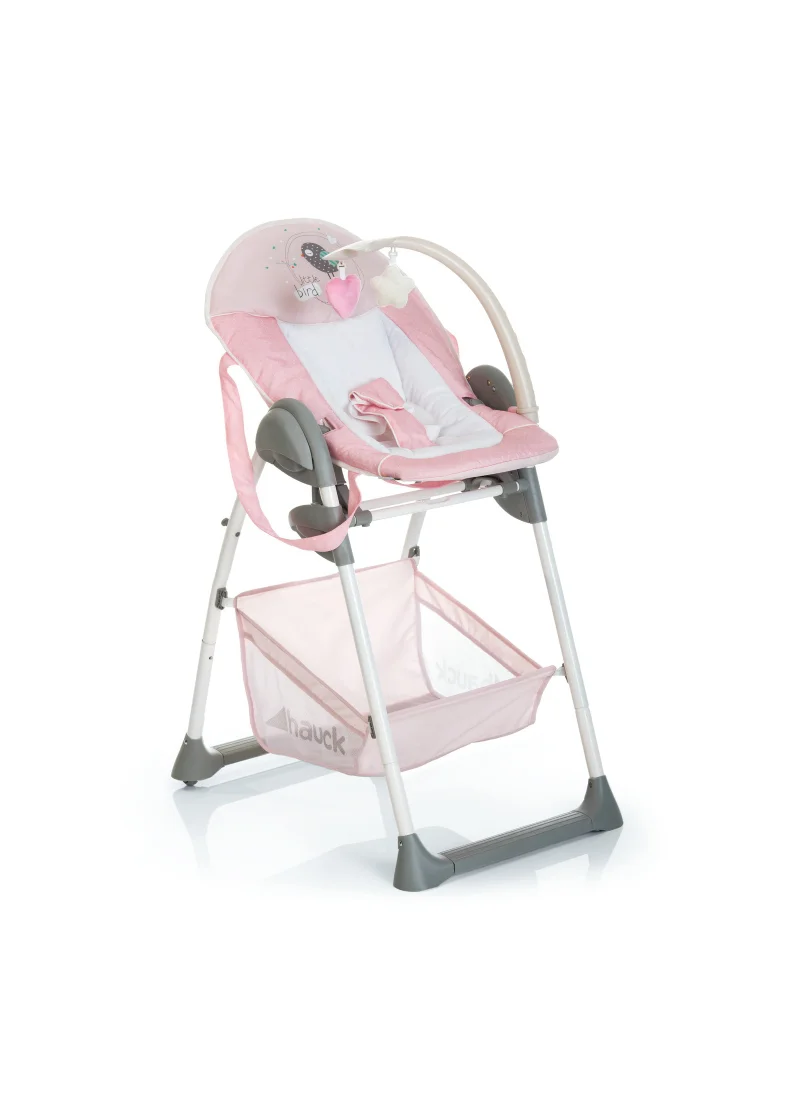 هوك Grow - Along Highchair Sit N Relax , New - Born Attachment From Birth To 9 Kg , Toddler Seat Up To 15 Kg , Height - Adjustable , Foldable , Wheels , Play Arch , Tray , Basket , Pink