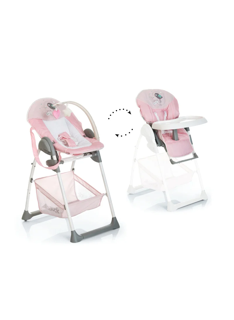 هوك Grow - Along Highchair Sit N Relax , New - Born Attachment From Birth To 9 Kg , Toddler Seat Up To 15 Kg , Height - Adjustable , Foldable , Wheels , Play Arch , Tray , Basket , Pink