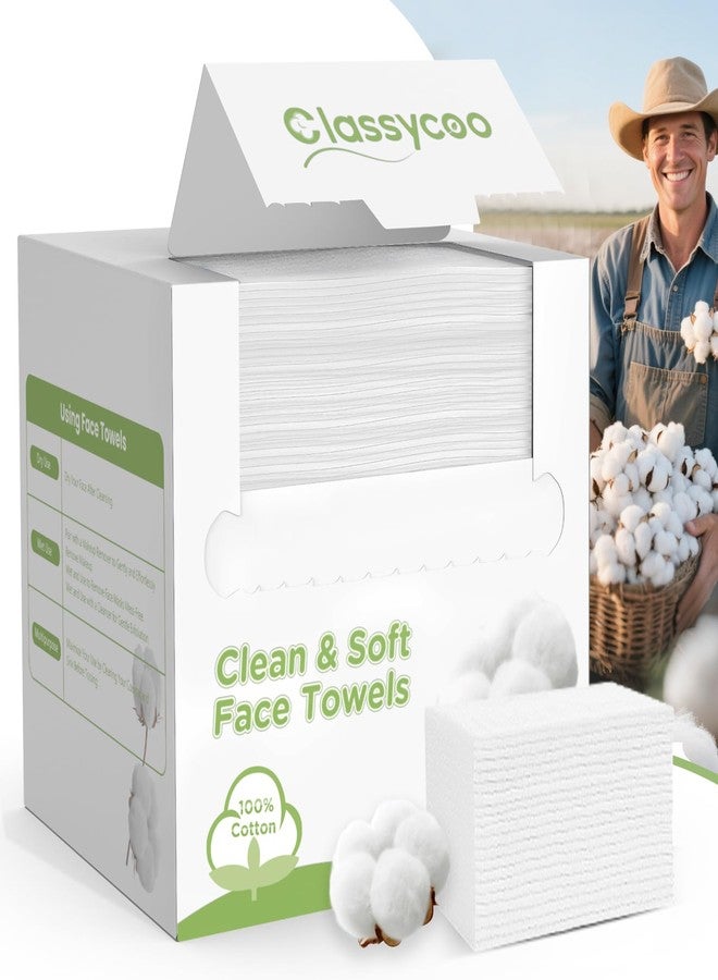 Classycoo XL Disposable Face Towel, 100% Cotton Ultra-Soft for Sensitive-Skin Facial Wipes Cleansing Towels, Odor-Free, Makeup Remover Cloths for Travel, Home Hand Dry Wipe(50 Count) - Image 1
