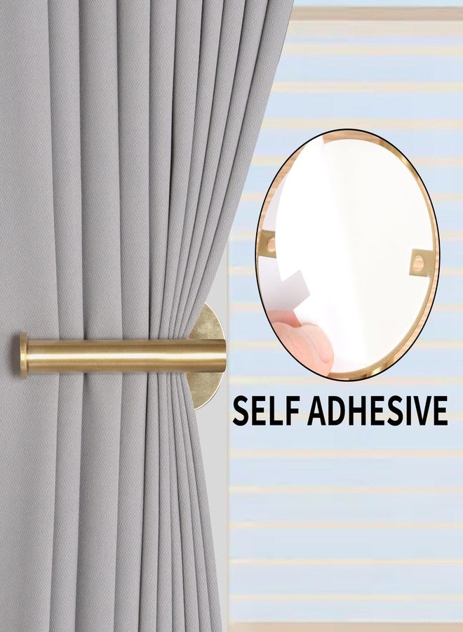 Groleca 2 Pack Curtain Holdbacks No Drill Self-Adhesive/Screw-in Curtain Tiebacks with SUS304 Stainless Steel Pull Backs Metal Curtain Holder for Drapes (2, Gold) - Image 3