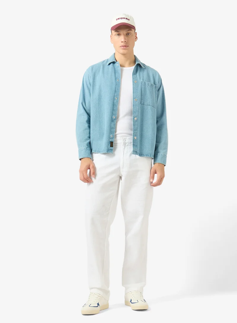 Robert Wood Straight Fit Slub Linen Pants