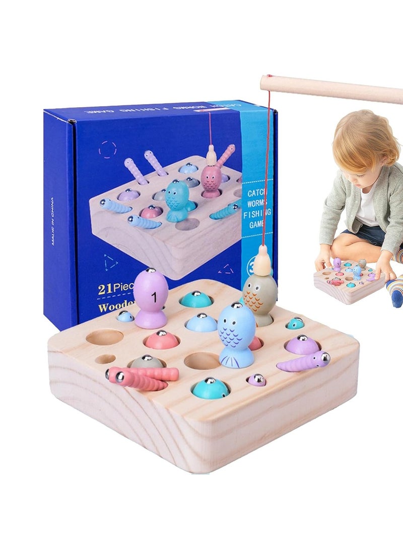 CMGTYYD. لعبة صيد السمك، لعبة صيد السمك الخشبية - أداة تعليمية للأطفال من عمر سنتين فما فوق، نشاط تفاعلي، وسيلة تعليمية للبنات والأولاد، الفصل الدراسي، العائلة، أعياد الميلاد، الكريسماس، الأطفال - Image 1