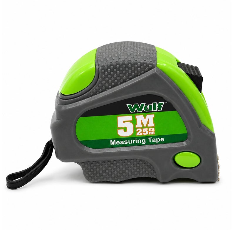 WULF Measuring Tape 5 Meter Professional Steel Tape Measure 5m x 25mm with Dual Lock System, Rubberized Impact Resistant Case and Metric Scale for Construction, Engineering, Surveying & DIY Use - Image 3
