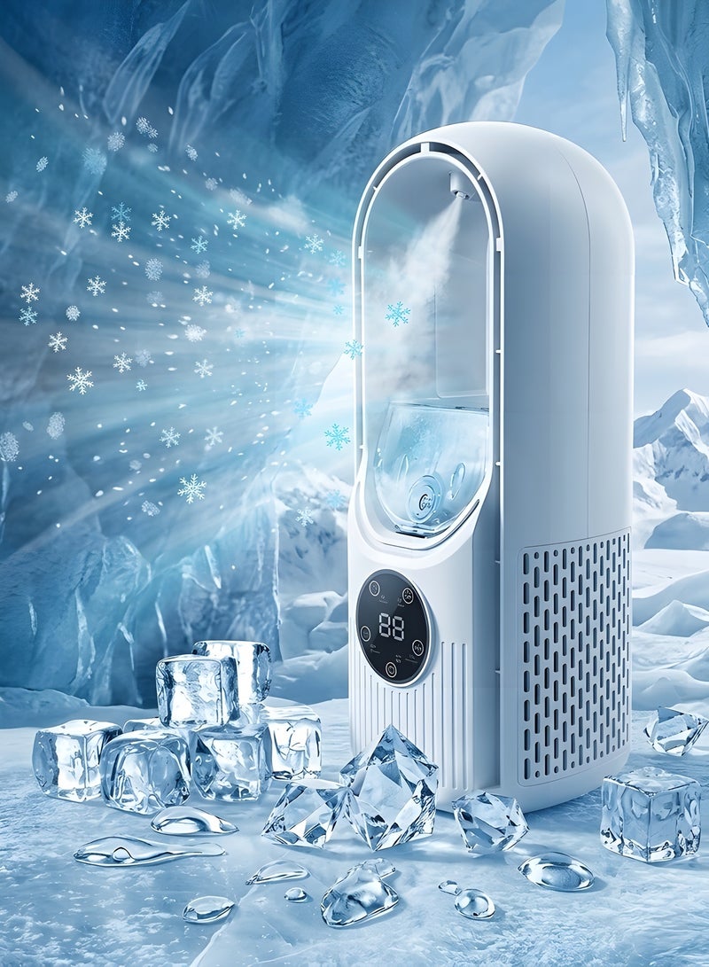 بيوينتي نيكومي مروحة بدون شفرات، مروحة محمولة مع 6 سرعات، تبريد شخصي صغير مع مرطب مع ضوء LED، مروحة تكييف متعددة الوظائف بمنفذ USB، مروحة طاولة هادئة للمنزل والمكتب وغرفة النوم - Image 1