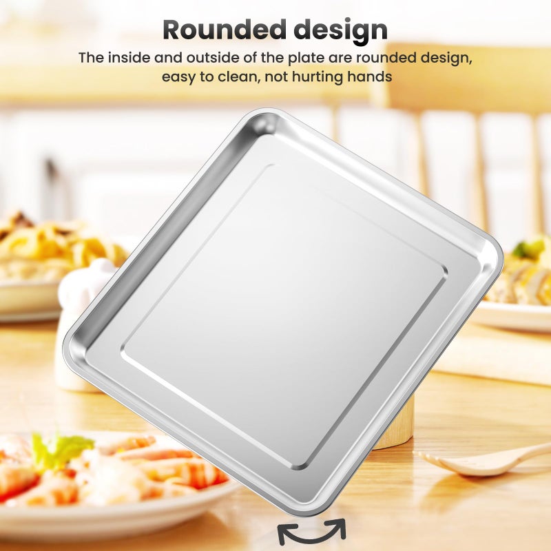 COWHERDING Baking Pan Stainless Steel Set of 2, 12.4"x11" Air Fryer Pan Replacement Tray for Cuisinart TOA-060 and TOA-065 TOA-70 Airfryer Toaster Oven Accessories Parts for Cooking Bread and Broiling, NonStick - Image 3