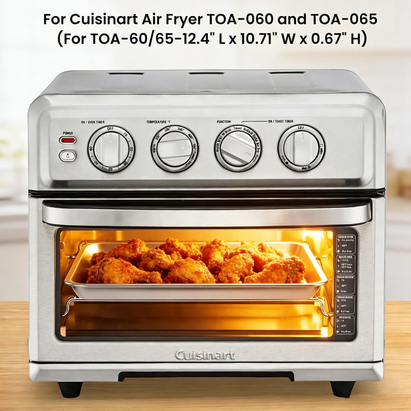 COWHERDING Baking Pan Stainless Steel Set of 2, 12.4"x11" Air Fryer Pan Replacement Tray for Cuisinart TOA-060 and TOA-065 TOA-70 Airfryer Toaster Oven Accessories Parts for Cooking Bread and Broiling, NonStick - Image 5