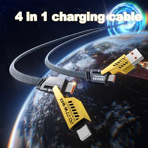 Gartmost 2Pack 4 in 1 Fast Charging Cable, Transferring Data, 6.65 Ft, Braided Cable 65W, USB C USB A and IP, Multiple Charging Cable for Phone/Pad/More - Image 4