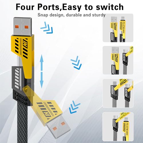 Gartmost 2Pack 4 in 1 Fast Charging Cable, Transferring Data, 6.65 Ft, Braided Cable 65W, USB C USB A and IP, Multiple Charging Cable for Phone/Pad/More - Image 2