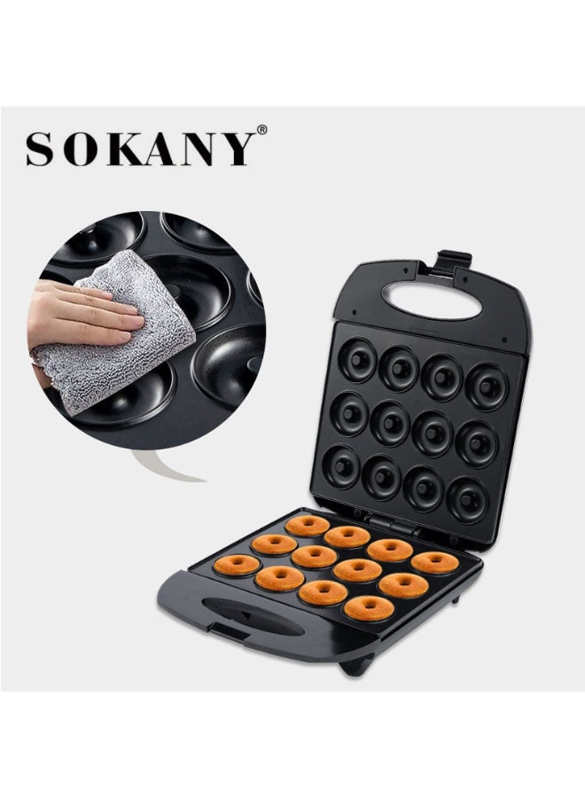 Sokany SK-BBQ-821 Donut Maker. Featuring 1400W high power, double-sided heating, and a premium non-stick coating, this compact appliance ensures even baking, quick cleanup, and perfect results for breakfast, parties, snacks, and family gatherings. - Image 3