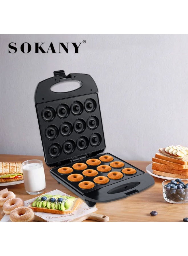 Sokany SK-BBQ-821 Donut Maker. Featuring 1400W high power, double-sided heating, and a premium non-stick coating, this compact appliance ensures even baking, quick cleanup, and perfect results for breakfast, parties, snacks, and family gatherings. - Image 4