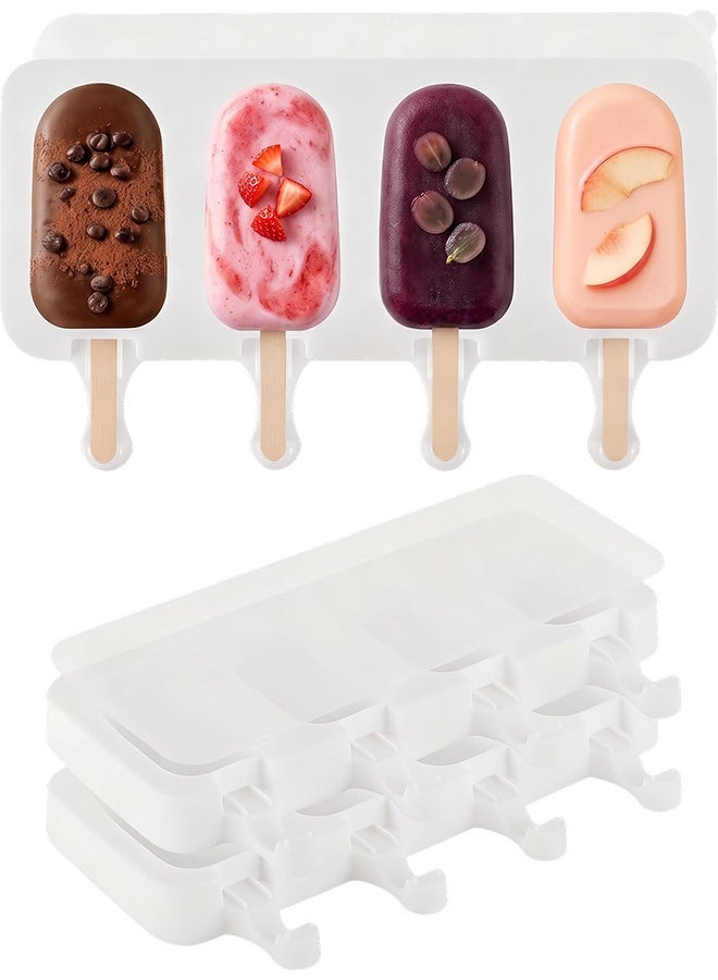 HOME-MART 2 Pack Large Popsicle Molds with 2 Covers 25.9x10.8cm | Silicone Ice Cream Mould BPA-Free Oval Cake Pop Cakesicles Mold for DIY Popsicle (Wooden Sticks are Excluded)