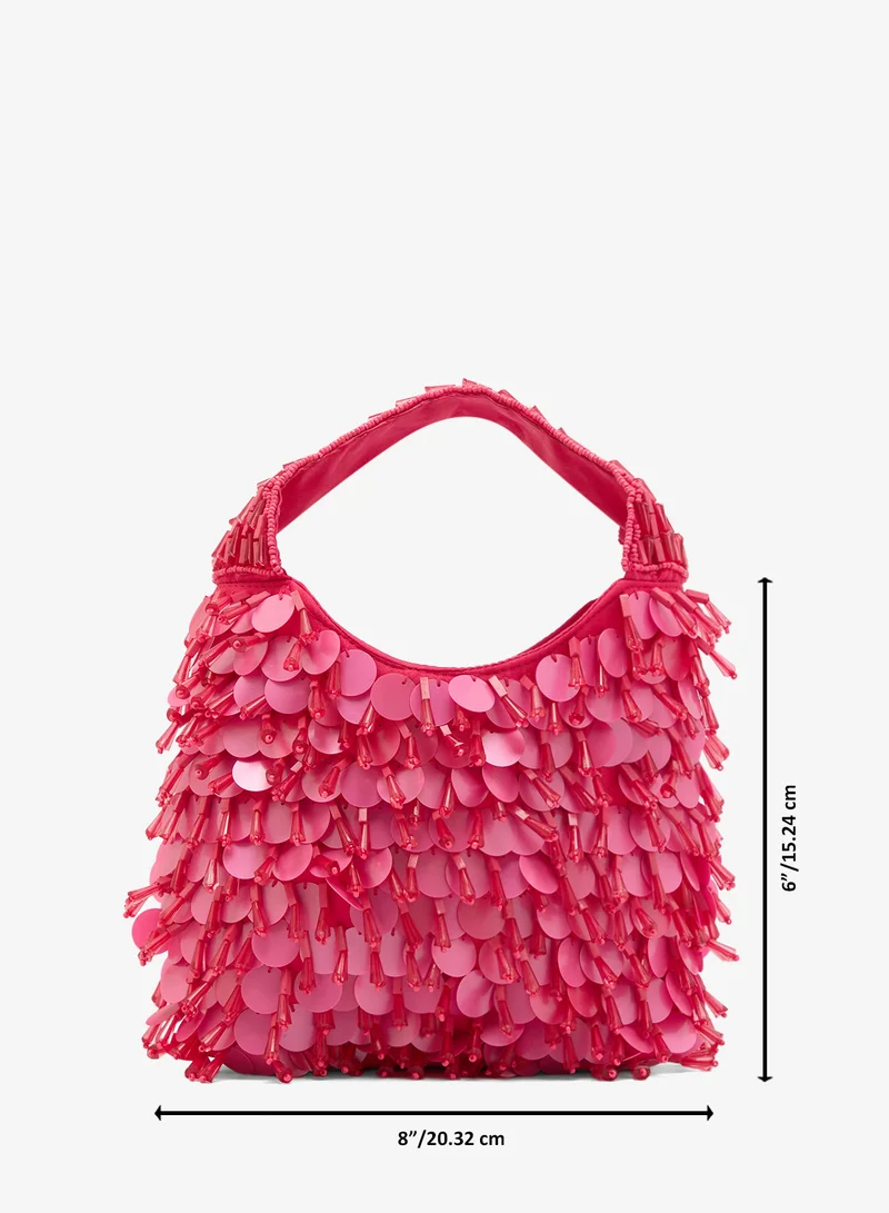 Ginger Boutique Pink Embroidered Beaded Clutch for Women | Best Price UAE