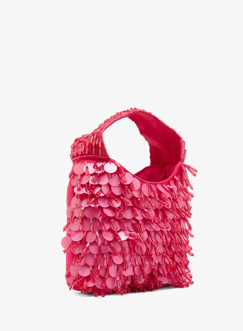 Ginger Boutique Pink Embroidered Beaded Clutch for Women | Best Price UAE