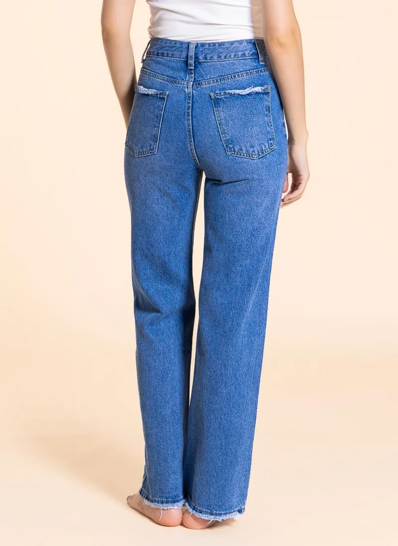 SHAPES DETAILED HIGH-RISE STRAIGHT FIT JEANS