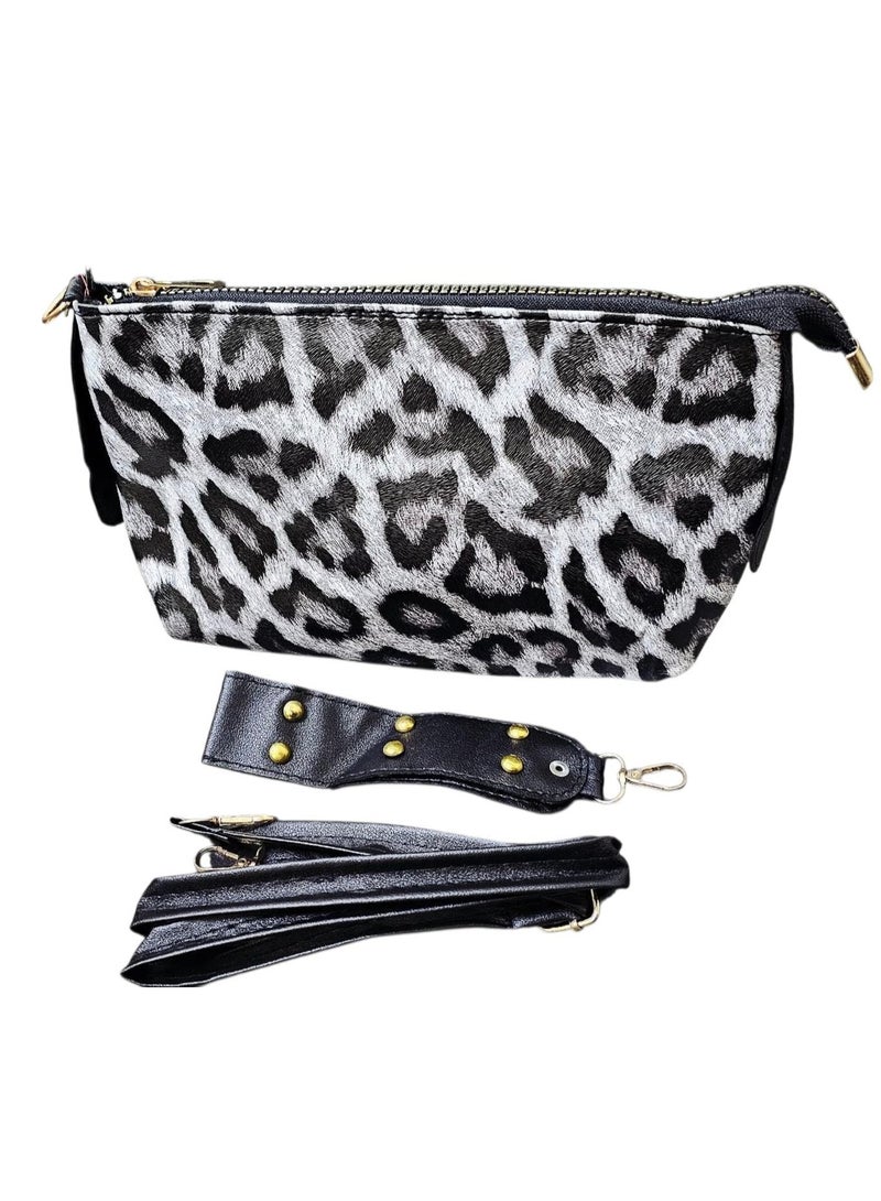 شنطة كروس كلاتش – 3 سوست + حزام كروس – تصميم تايجر أسود - Image 3