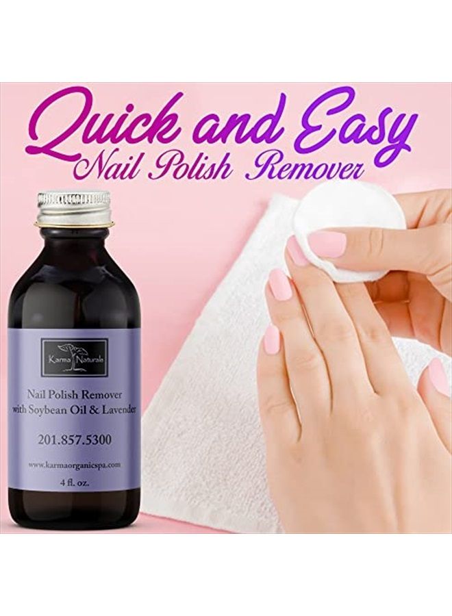 Karma Organic Nail Polish Remover with Soybean Oil and Lavender - Non Toxic, Vegan, Cruelty Free, Acetone Free – Nails Strengthener for Fingernails – 4 fl. Oz. - Image 2