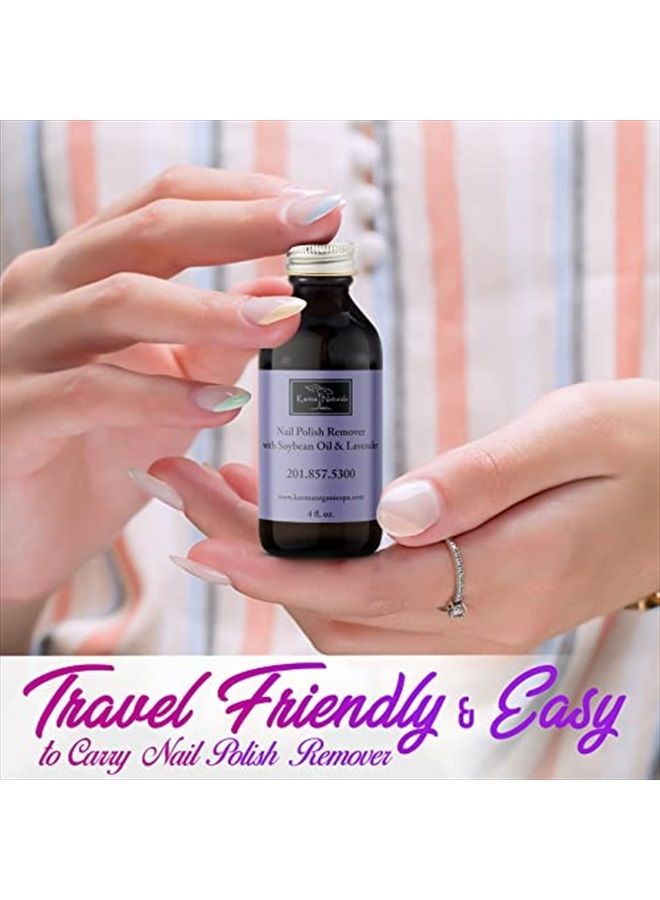 Karma Organic Nail Polish Remover with Soybean Oil and Lavender - Non Toxic, Vegan, Cruelty Free, Acetone Free – Nails Strengthener for Fingernails – 4 fl. Oz. - Image 4