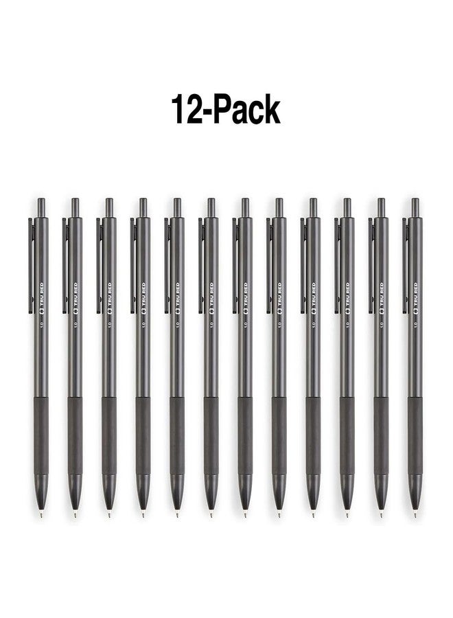 TRU RED TR59161 Ballpoint Gripped Retractable Pen, Medium Point, 1.0mm, Black, Dozen - Image 4