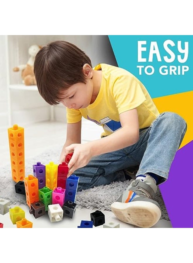 Manual math games for children aged 3 to 8 years old - Connecting cubes for counting skills in kindergarten and elementary school Fun educational activities for school, classrooms, and home Set of 100 pieces 10 colors PlasticManual math games for children aged 3 to 8 years old - Connecting cubes for counting skills in kindergarten and elementary school Fun educational activities for school, classrooms, and home Set of 100 pieces 10 colors Plastic - Image 3