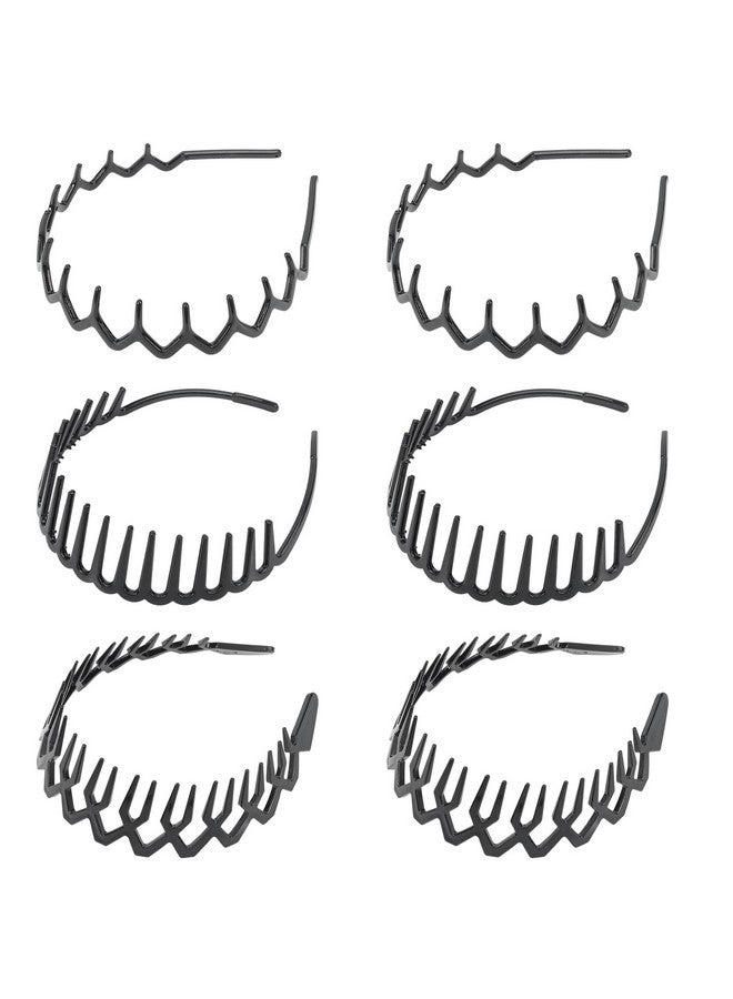 BAHABY 6 Pack Zig Zag Shark Tooth Black Hair Comb Headbands For Women Plastic Hair Bands Hair Hoop Hair Accessories For Women Girls - Image 1