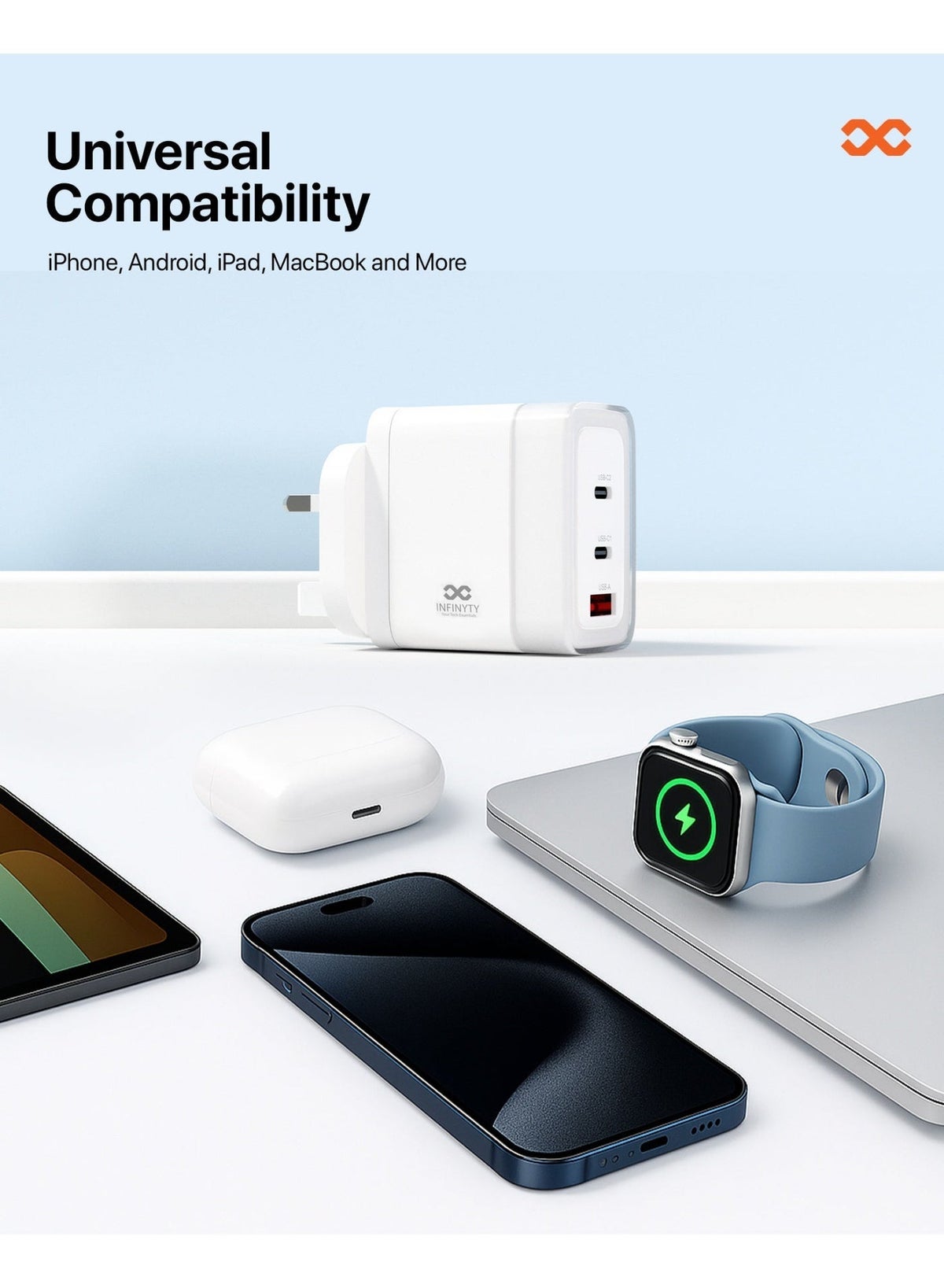Infinity Voltx-65 65W Gan Wall Charger - White