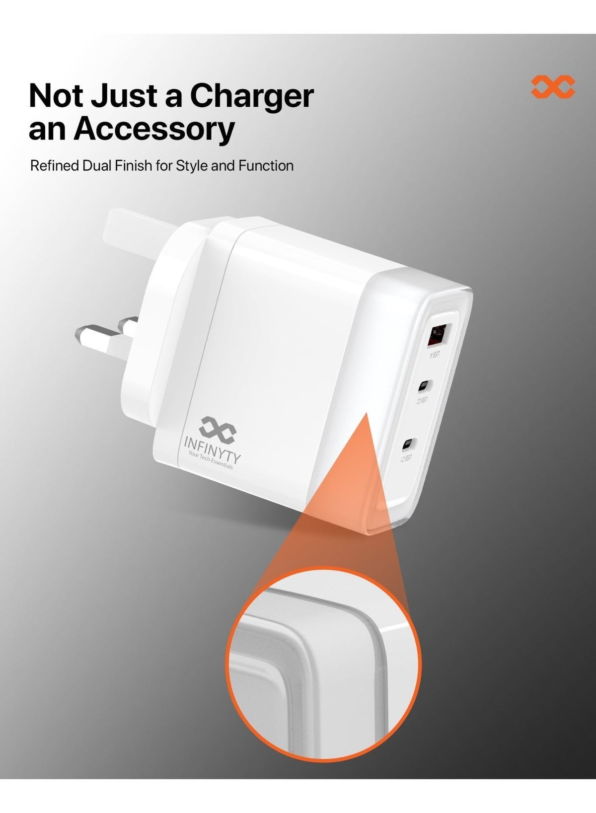 Infinity Voltx-65 65W Gan Wall Charger - White