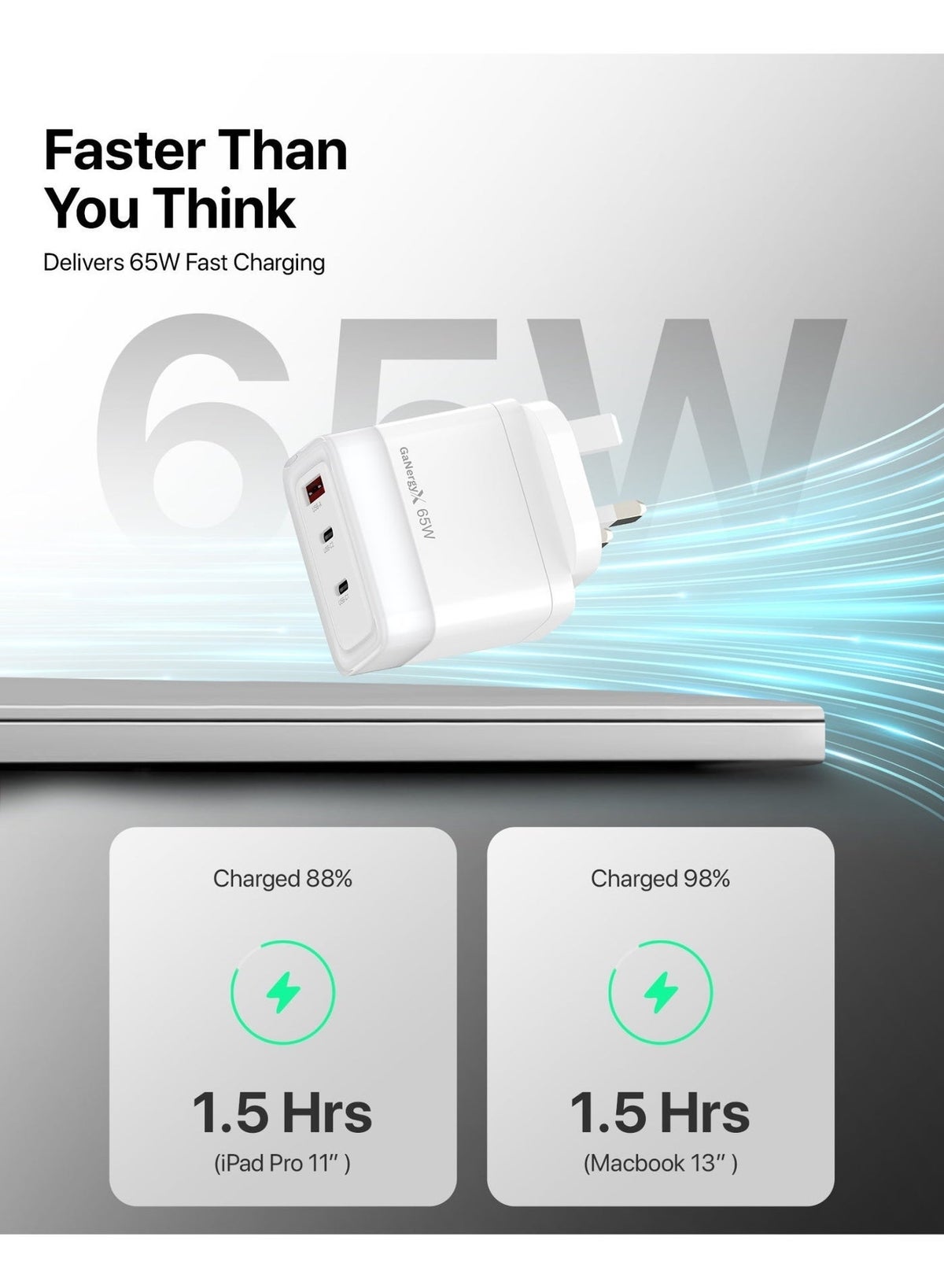 Infinity Voltx-65 65W Gan Wall Charger - White