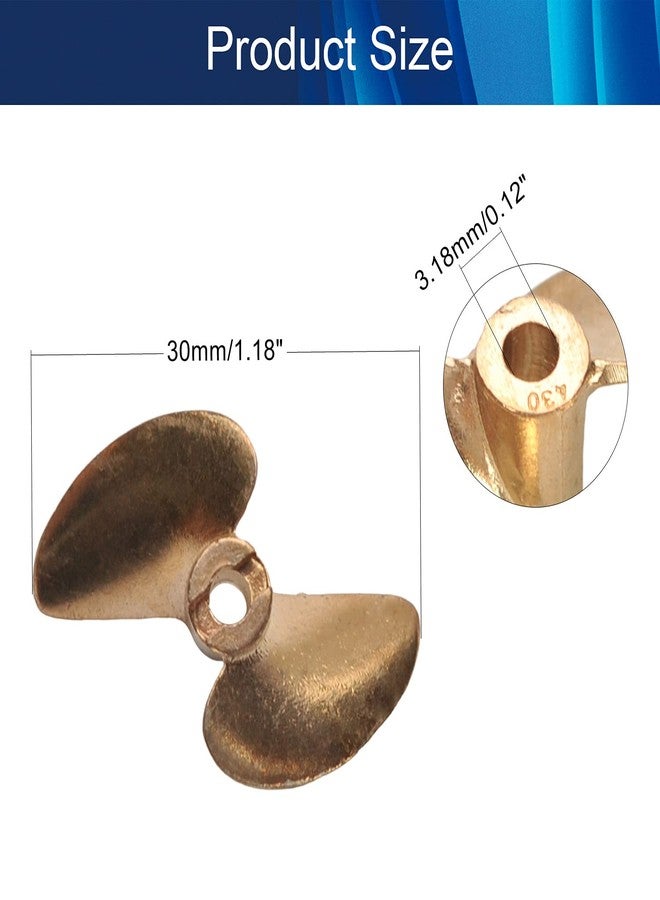 Fielect 2 Blades CCW Propeller for Ship Model Rc Boat Propeller Model Golden Brass Paddle 30mm Diameter 1.4 Pitch 3.18mm Hole Dia - Image 2