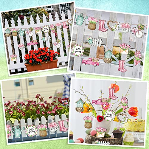 Maitys 36 Pcs Spring Flower Wooden Ornaments Sunflower Tulip Easter Tree Decoration Floral Gnome Hanging Wood Cutout Pastel Spring Decor for Home Small Tree Party(Sweet) - Image 5