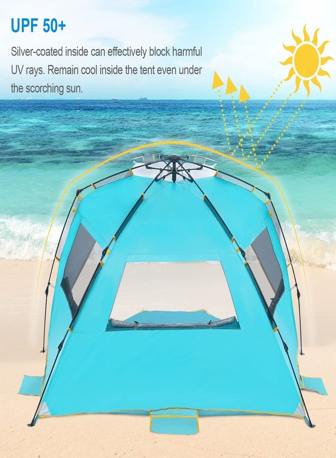 WolfWise 4 Person Easy Up Beach Tent UPF 50+ Portable Instant Sun Shelter Canopy Umbrella with Extended Zippered Porch - Image 4