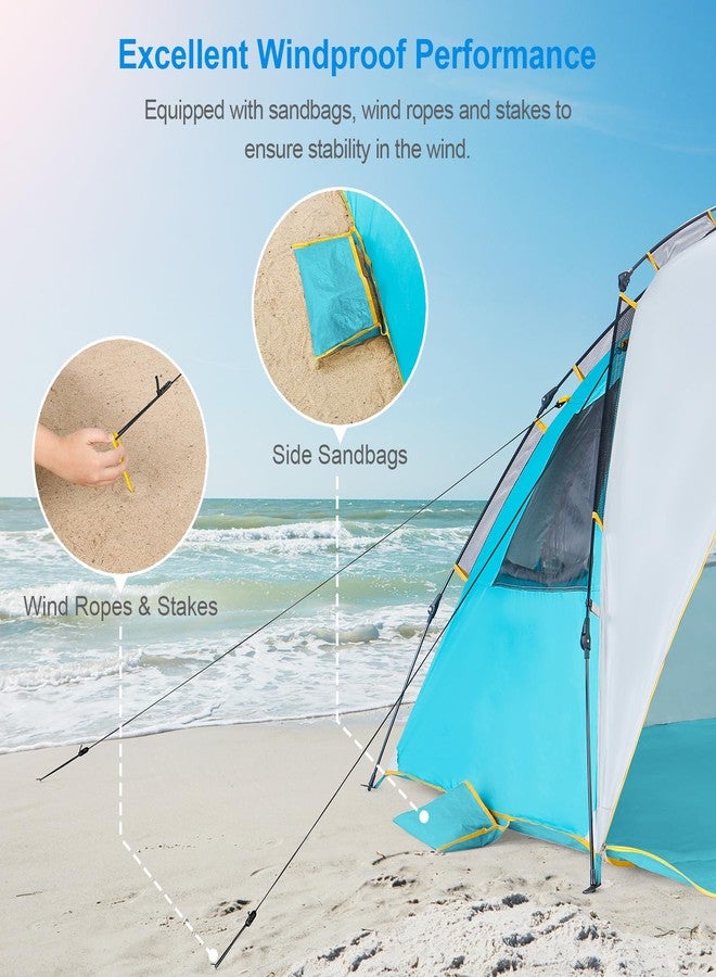 WolfWise 4 Person Easy Up Beach Tent UPF 50+ Portable Instant Sun Shelter Canopy Umbrella with Extended Zippered Porch - Image 5
